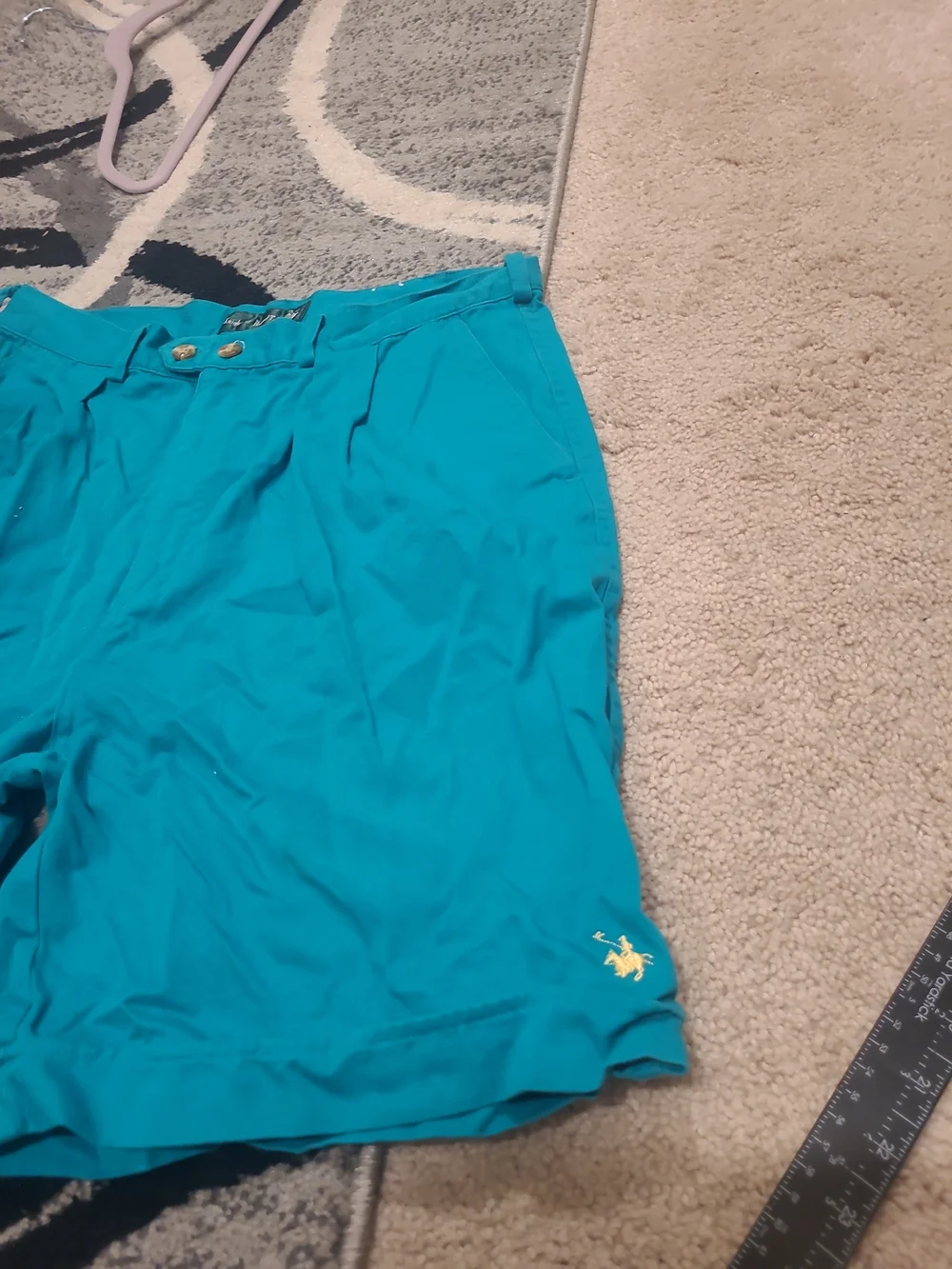 Knights Of Round Table Mens Teal Khaki Cotton Shorts Size 34